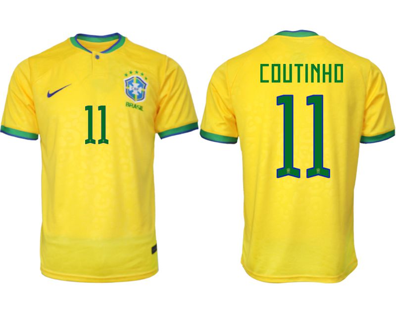 Men 2022 World Cup National Team Brazil home aaa version yellow #11 Soccer Jersey->brazil jersey->Soccer Country Jersey